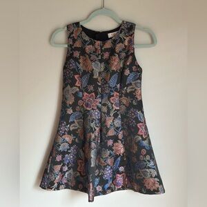 GB Girls Oriental Floral Satin Formal Dress Size 10 Black Multi Zipper Back